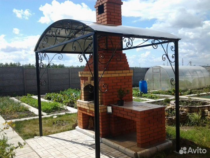 Беседка с барбекю, кладка печей барбекю