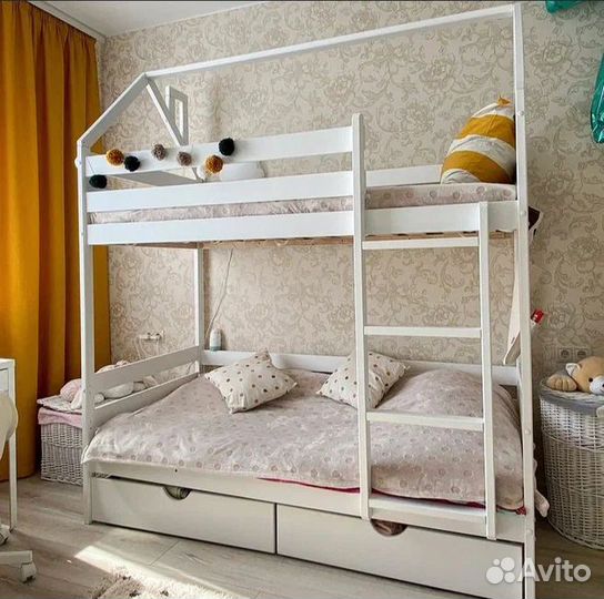 Двухъярусная кровать домик 200х80