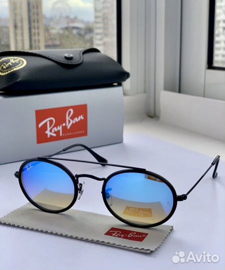 Очки ray ban oval Double Bridge зеркальные
