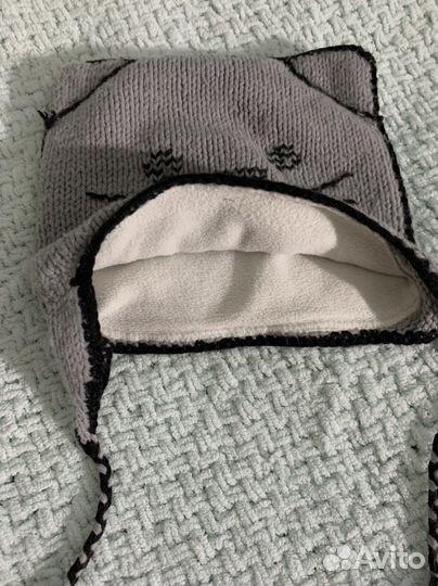 Шапка детская вязаная с флисовой подкладкой