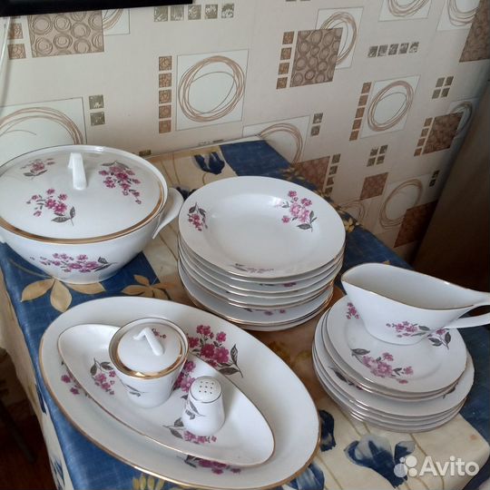 Столовый сервиз СССР с супницей фарфор Дулево