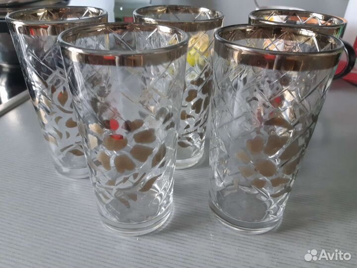 Стаканы набор 5 шт узорные с рисунком