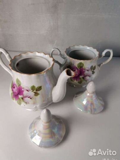 Заварочный чайник и сахарница, СССР, фарфор