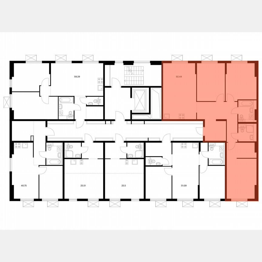 3-к. квартира, 91,4 м², 2/9 эт.