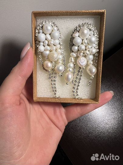 Серьги из жемчуга ручной работы