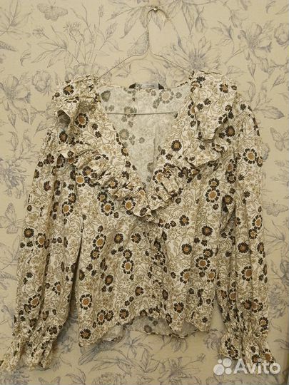 Блузка свободная zara Испания хлопок