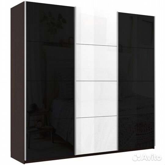 Шкаф-купе Прайм 3-х дверный (Черное стекло, Белое