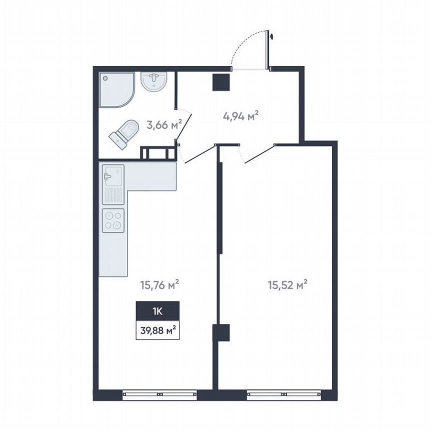 1-к. квартира, 39,3 м², 18/18 эт.