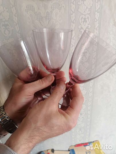 Фужеры цветное стекло набор из 3 штук