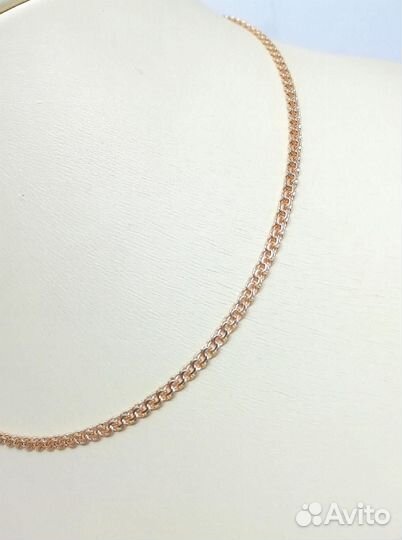 Золотая цепочка Бисмарк из красного золота 585 про