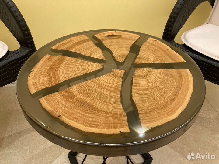 Стол из спила дуба 50см лофт