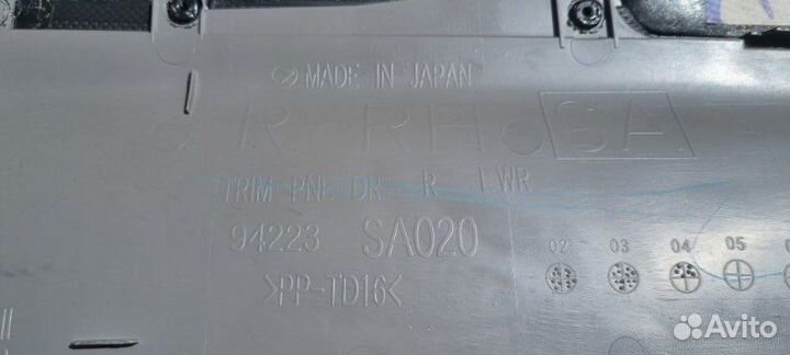 Обшивка дверей задняя правая Subaru Forester SG5