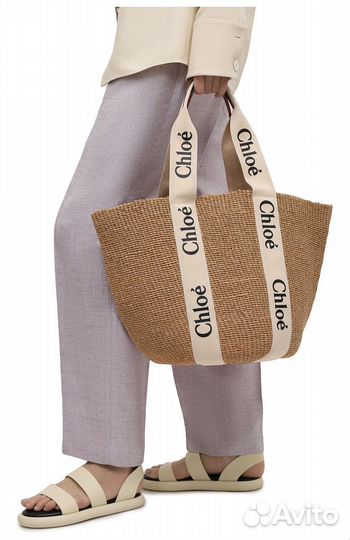 Сумка женская Chloe Woody Basket плетеная из рафии