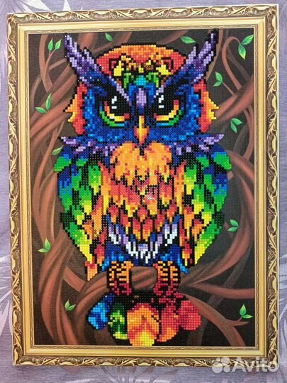Картина из алмазной мозаики собранная Сова