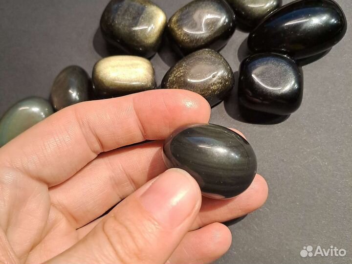 Обсидиан золотистый, чёрный, радужный