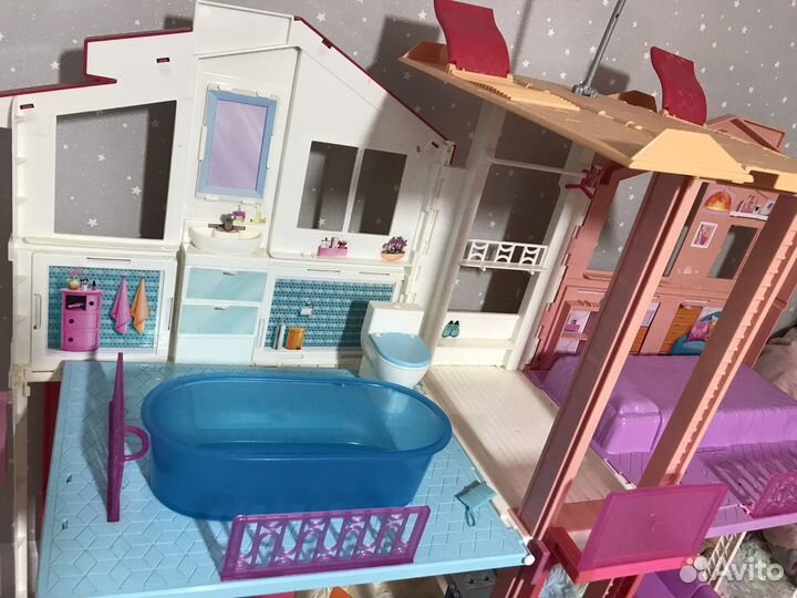 Большой двухэтажный дом для барби и машина