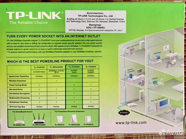 Адаптер PowerLine TP-link AV500 Nano