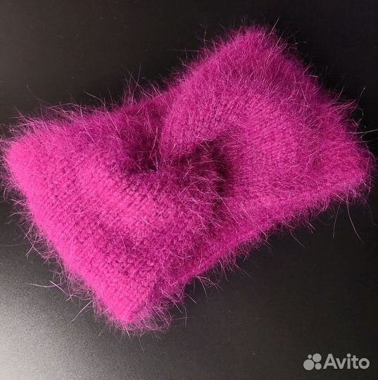 Шапка снуд повязка варежки пух норки