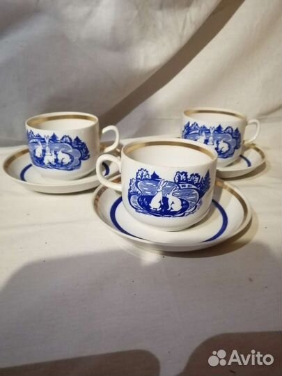 Чайная пара зайцы Вербилки СССР