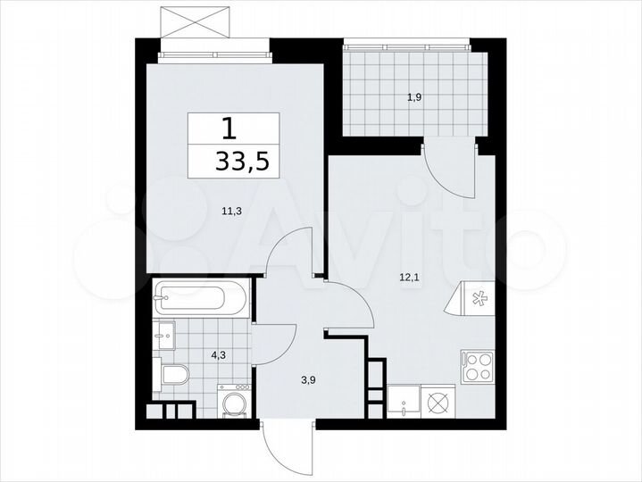 1-к. квартира, 33,5 м², 14/21 эт.