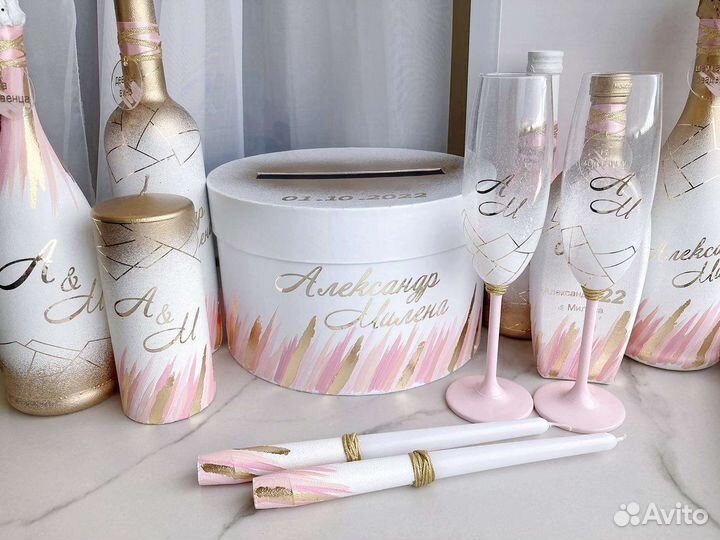 Свадебный набор, аксессуары, оформление бутылок