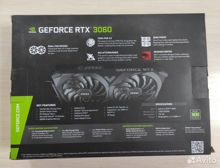 Видеокарта RTX 3060 MSI 12GB