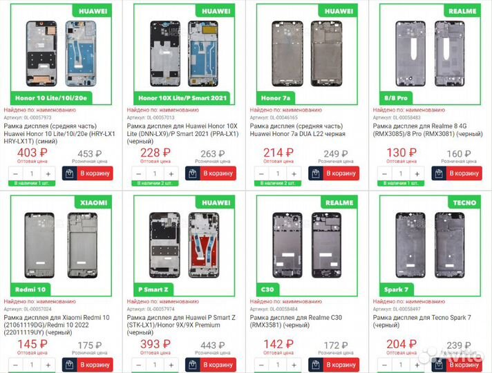 Рамка дисплея (средняя часть)