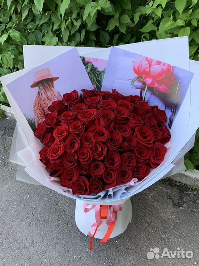 51 роза букет гигант. Доставка цветов Вологда
