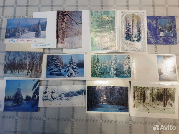 Открытка новогодняя, чистая, прошлого века