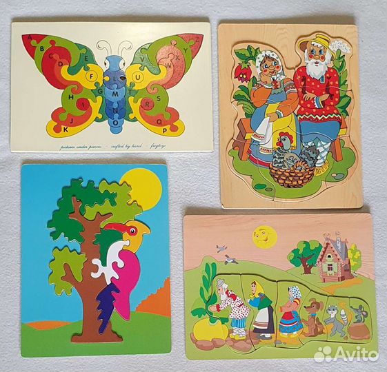 Деревянные, картонные пазлы от 2 лет. Звери.Сказки