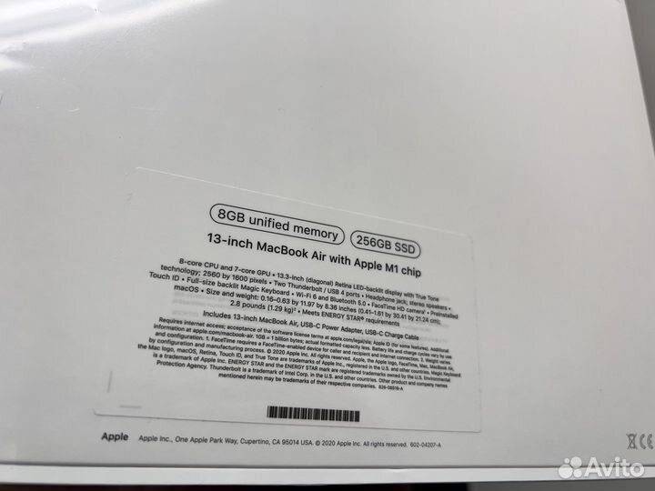 Новый / MacBook 13 Air M1 8/256gb+рус.клав