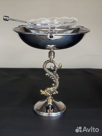 Икорница Осётр на подставке хрусталь Chinelli