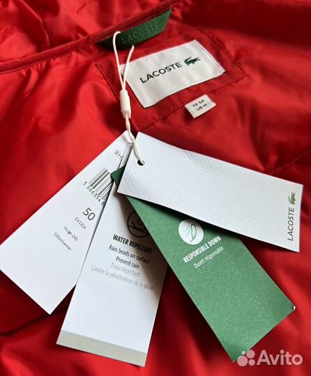 Пуховик Lacoste из Италии Red M,L,XL Оригинал