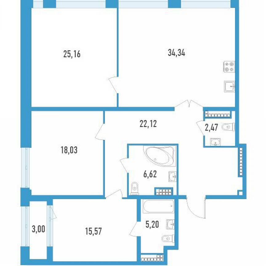 2-к. квартира, 131 м², 12/23 эт.