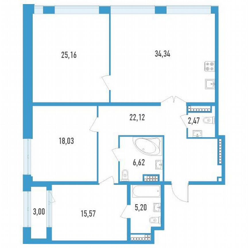 2-к. квартира, 130 м², 12/23 эт.