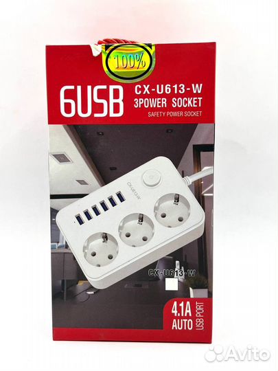 Сетевой Фильтр 6USB (CX - U613 - B) 3power socket