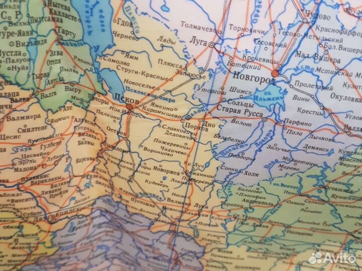 Настенная карта СССР. Европейская часть. 1972г