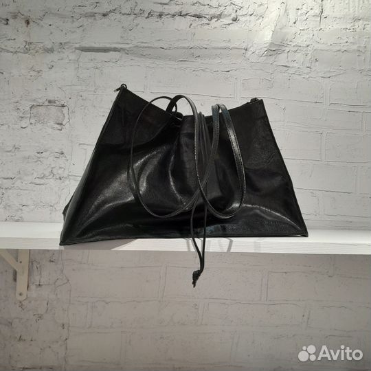 Сумка через плечо натуральная кожа черная