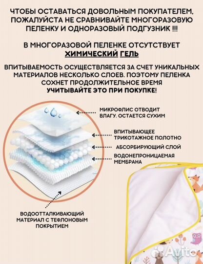 Пеленка непромокающая впитываемая