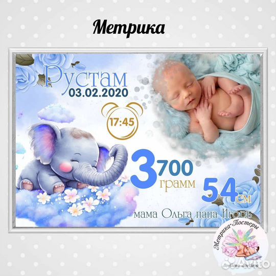 Метрика (подарок новорожденному)