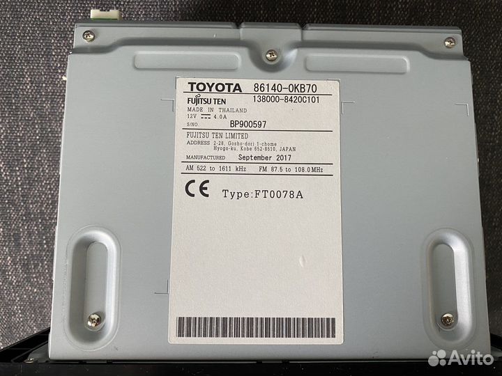 Штатная магнитола Fujitsu Ten с Toyota Fortuner