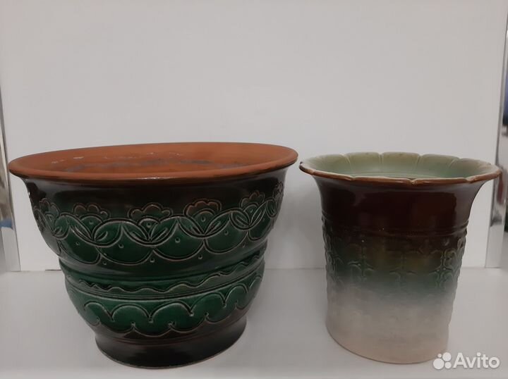 Керамика СССР б/у, кашпо Кунгур СССР, банки