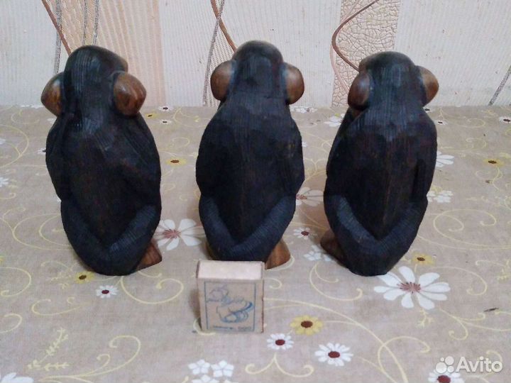 Статуэтки деревянные Три обезьяны, не вижу, не слы