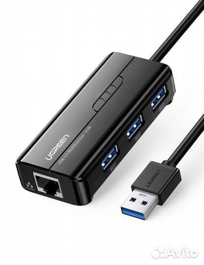Адаптер Ugreen 20265 (usb хаб+ethernet)