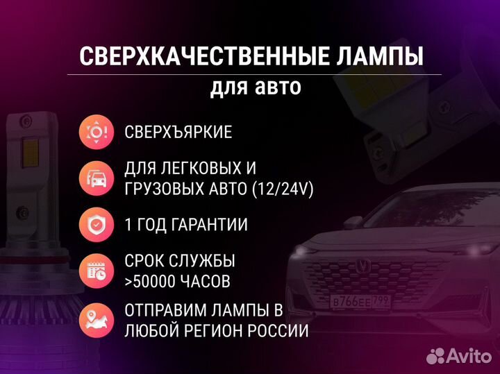 Светодиодные LED лампы / H7, H11, H4, H1, H8 и др