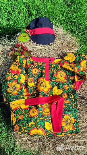 Косовортка, русская народная рубашка и картуз,новы