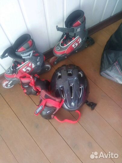 Роликовые коньки+полный комплект защиты + сумка