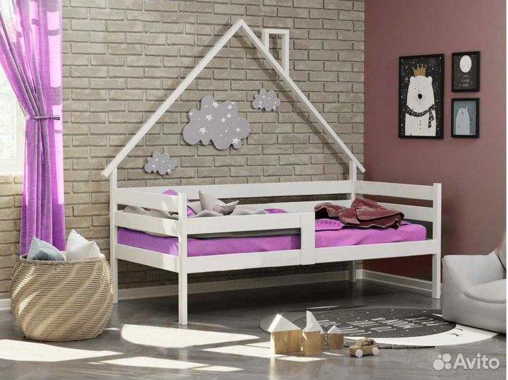 Софа высокий борт из массива Домик для малыша