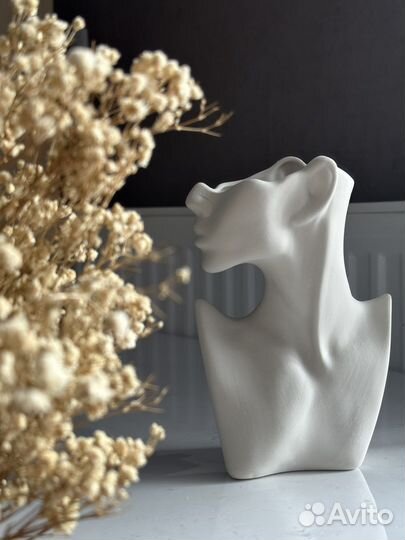 Ваза лицо/Кашпо голова/Ваза интерьерная