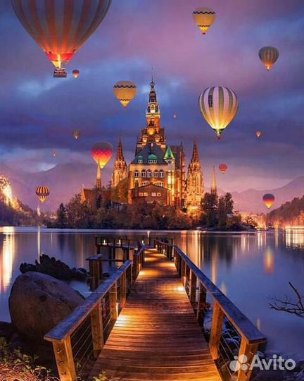 Алмазная мозаика 40x50 Полёт воздушных шаров над п